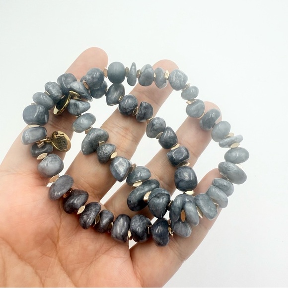 Kinsley Armelle Elegant NAVY BRACELET ANGELITE Gemstone Bracelet Two Sets - Picture 1 of 6